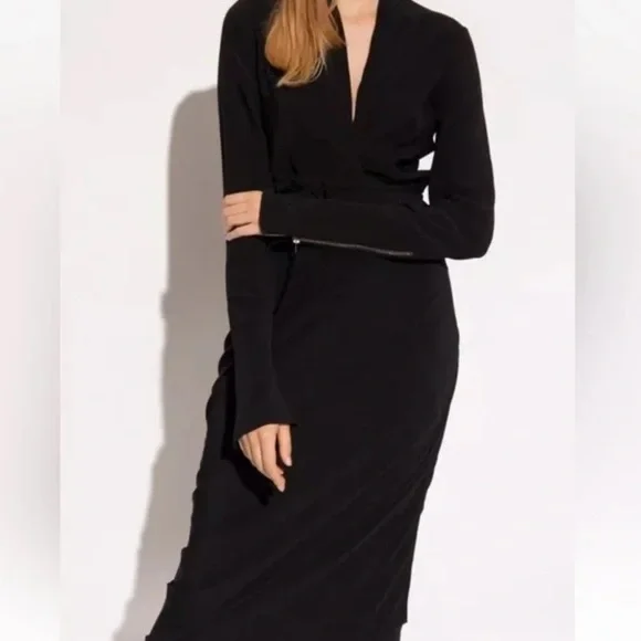 Rick Owens Drape Long Sleeve Wrap Dress Size 40 - Picture 3 of 13